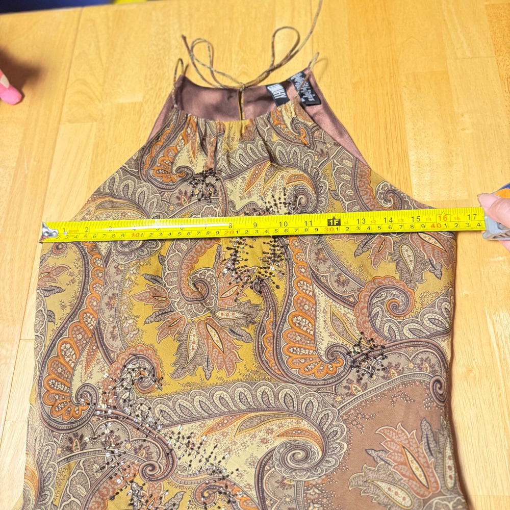 Laundry by Shelli Segal Silk Beaded Paisley Halter Top - Picture 5 of 7